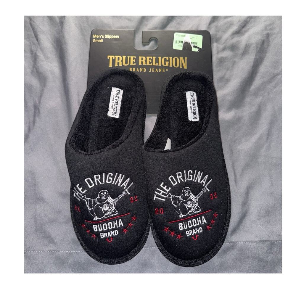 True Religion The Original Buddha Men's Slip-On Comfort Slippers Black Size 7-8